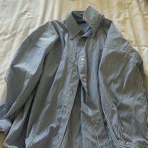 Zara Navy Blue Oversized Stripped Button Down